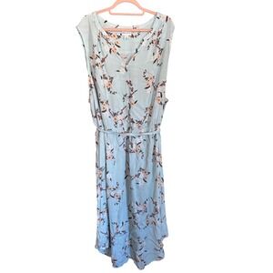 Ava & Viv Floral Sleeveless Button Front Midi SunDress Plus Size 4X Rayon Belted